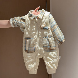 Baby Jumpsuit, Autumn and Winter Thickeneded Warm Cotton Coat, Male and Female Baby Outing Clothes, Newborn Clothes