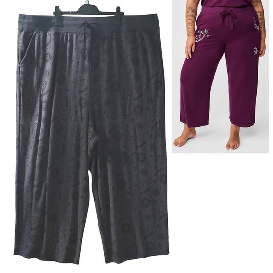 
TO 350*0.5kg European and American SLEEP fat MM extra large size female hanging star moon inner terry home sleeping pants 307