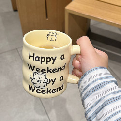 Milk Fufu Mug, Ceramic Cup for Girls, Breakfast Cup, Household 2025 New Model, Office Coffee Milk Water Cup