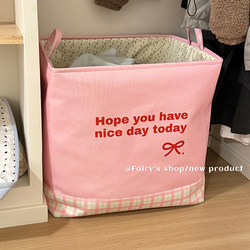 Ins-Style Clothing Storage Basket, Large Capacity, Foldable for Home Wardrobe, Drawstring Closure, Washable, Suitable for Student Dormitory, Toy Organizer Box