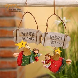 European-Style Rustic Imitation Wood, Winged Angel, Pastoral Home Decor Resin Decorative Small Hanging Ornaments, 2 Styles Available