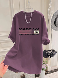 Large Size 150kg Short-Sleeved T-Shirt for Women, Summer 2025 New Popular Style, Loose Mid-Length Design That Covers the Hips, Plus-Size Trendy Top