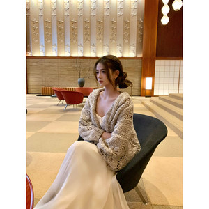 
GYOKUU[gaozhilaoqian] oatmeal color pure handmade knitted sweater