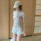 GYOKUU Oats/Khaki 2 colors Low waist wash ultra short basic denim shorts