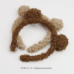 Gukuali Joker Xue's Same Style Cute Lamb Wool Headband with Bear Ears and Pom-Poms, Autumn and Winter Headwear