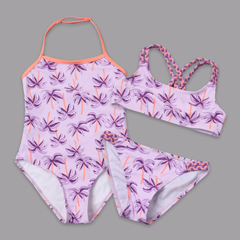 
Foreign trade children's triangle swimsuit girls coconut tree vacation