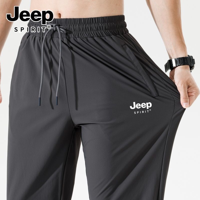JEEP SPIRIT быстросохнущие брюки из ледяного шелка — мужские летние 2026, новые свободные солнцезащитные ультратонкие крутые спортивные брюки