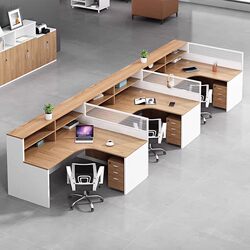 Screen Partition Staff Desk, Simple and Modern, 4/6 Person Workstation Desk and Chair Set, Financial Room Furniture, Work Station