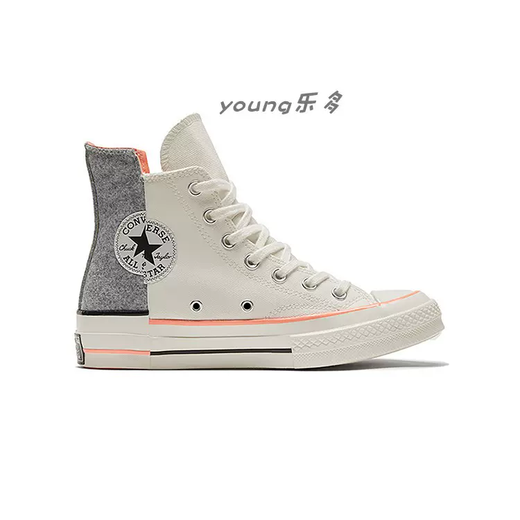 匡威男女鞋1970s错位logo毛呢拼接高帮休闲帆布鞋569434c 569435c