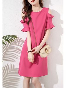 
French style dress for women 2026 summer new style black high-end off-shoulder lotus leaf sleeves mid-length a-line skirt