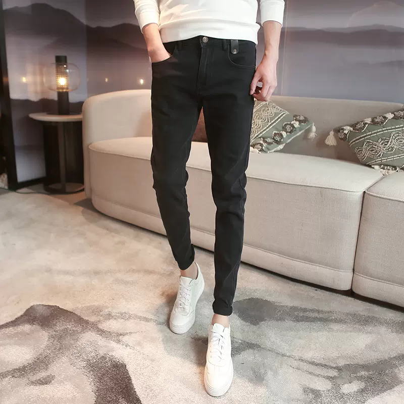 男　细腿紧身牛仔裤 小码紧身牛仔裤矮个子155男韩版修身瘦腿长裤27码26男生铅笔裤子-Taobao