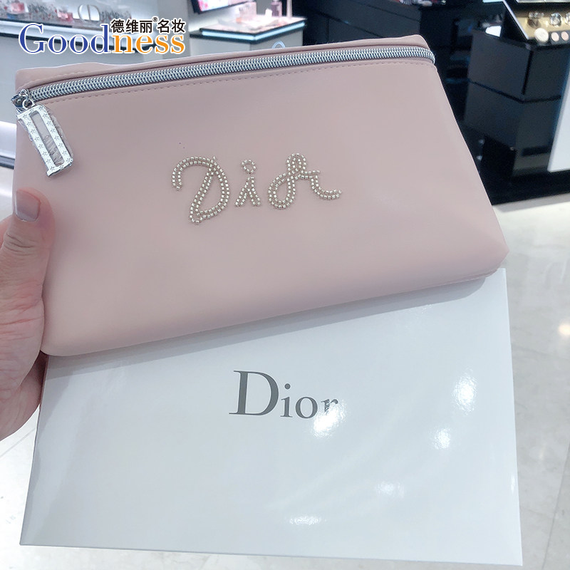 Домашняя косметичка Dior Dior из кожи розового цвета с бисером — золотом и бриллиантами, сумка-клатч, сумка для хранения компакт-дисков