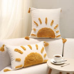 ins New Fashion Nordic Tufted Throw Pillow Bedroom Soft Decor Simple Cushion Cover Pillow Horizontal Bedside Window Seat Cushion