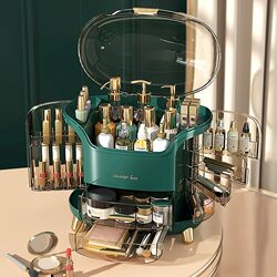 Cosmetic Storage Box Desktop Dustproof with Drawer Large Capacity Accessible Luxury Skin Care Product Storage Box Dressing Table Storage Rack