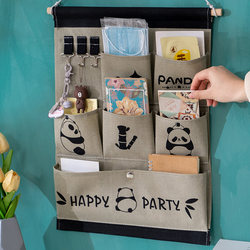 Hanging Fabric Wall-Mounted Storage Bag @ Panda Wardrobe Door Hair Accessory Hanging Pouch Dormitory Bedside Phone Storage Bag