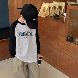 Boys' Long-Sleeved T-Shirt Spring and Autum 2026 New Kidsren's Clothing Medium and Large Kidsren's Tops Pure Cotton Autum Clothing Boys' Clothes