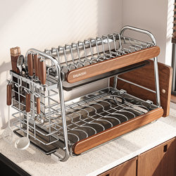 Shuaishi Stainless Steel Dish Storage Rack New Model Kitchen Storage Rack Countertop Multifunctional Bowl and Chopstick Holder Draining Rack