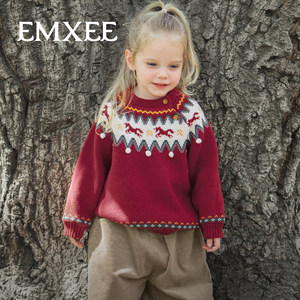 
Manxi children's clothing children's sweater Fair Isle plus velvet to keep warm autumn and winter boys and girls 2025 new inner sweater