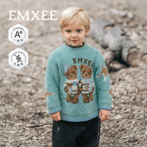 
Manxi Children's Clothing Children's Sweater Autumn and Winter Warm Plus Velvet Thickened 2025 New Half Velvet Knitted Sweater for Boys and Girls