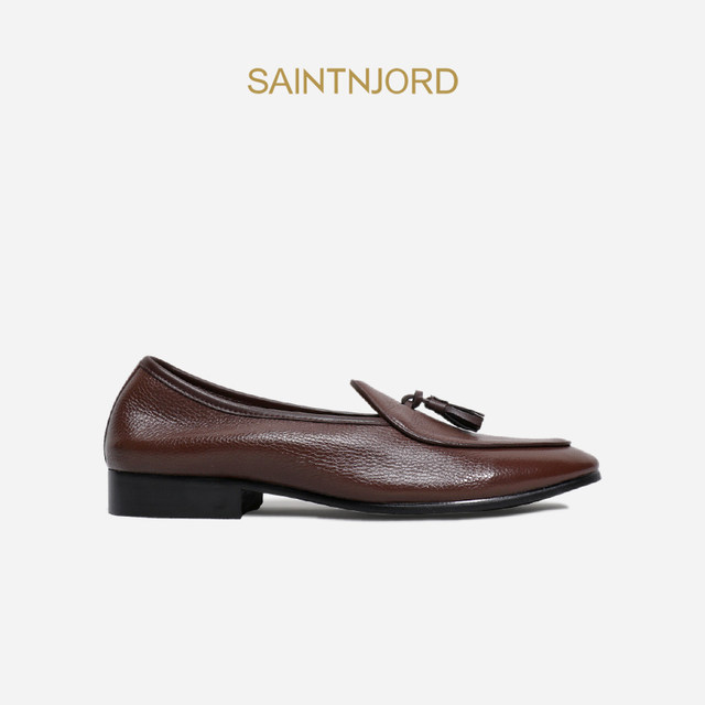 Saint Njord British trend business casual leather shoes men's slip-on lazy  leather tassel peas loafers