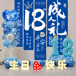 Happy 18Th Birthday Party Backdrop Banner for Boys' Coming-Of-Age Ceremony, Atmosphere-Honouring Decoration and Arrangement
