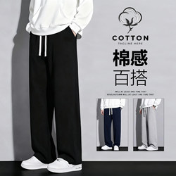 Spring, Autumn and Summer Sports Pants for Men, Long Casual Pants, Pure Cotton Thin Basketball Sweatpants, Loose Straight-Leg Pants for Teenagers