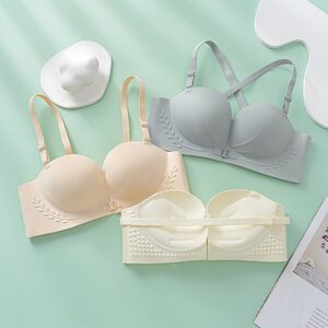 
Summer thin cross-back girl's lingerie front-button comfortable and gathering without steel rings, thin upper and lower thick bra bra bra