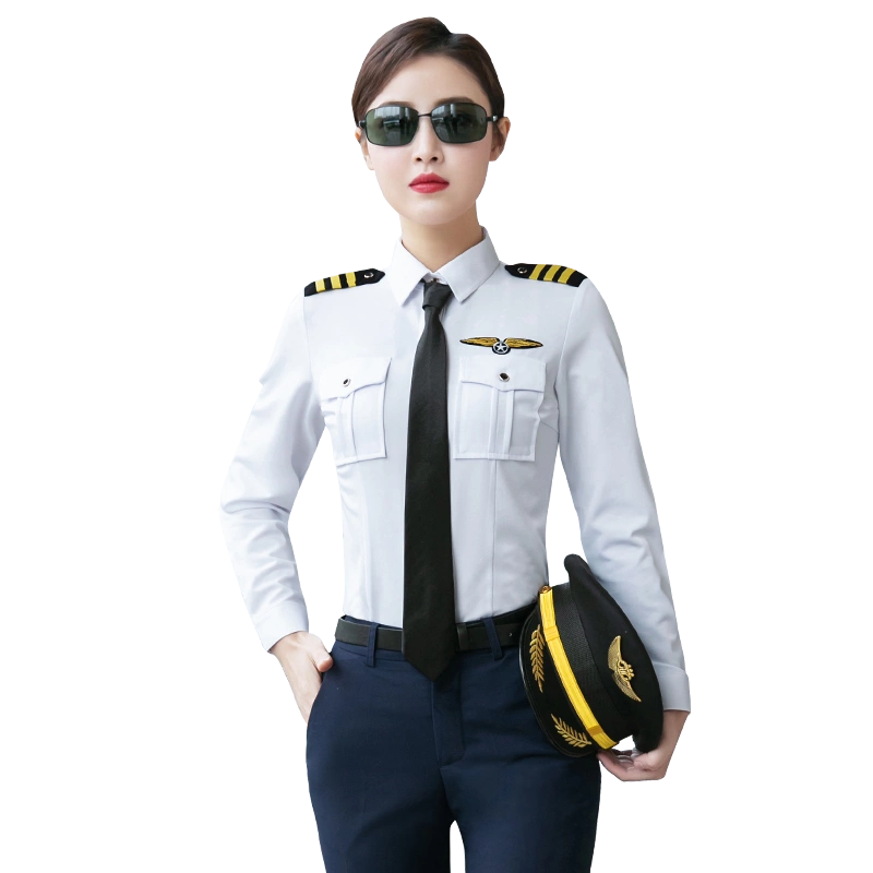 职业装男女同款海军衬衣航空飞行员空姐制服机师空少空乘短袖衬衫 