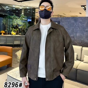 
[Ready Stock] 8296 Men's Spring Three-Dimensional Cut Leather Jacket Top Lapel Fashion Casual Versatile Trend