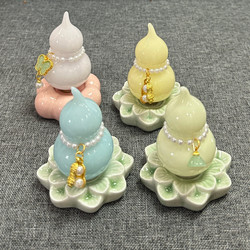 Jingdezhen Rotating Small Gourd Ornament Ceramic Blue Jade Gourd Rotating Ornament Desktop Decoration Creative Gift