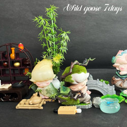 Dimoo Wind and Moon Blind Box Ancient Style Scene Bamboo Forest Miniature Landscape Display Storage Box Photo Prop Decoration