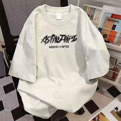 Men's Short-Sleeve T-Shirt 2026 New Pure Cotton Summer Trendy Brand Letter Heavyweight American Style Men's Half-Sleeve Tee