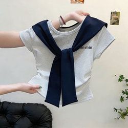 Girls' Summer Clothing, Pure Cotton Short-Sleeved T-Shirt, Summer Baby Girl Casual Half-Sleeved Top, Kidsren's Clothing Trendy