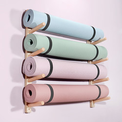 Solid Wood Yoga Mat Storage Rack Wall-Mounted Storage Rack Roller Foam Roller Wall Rack Yoga Studio Mat Placement Rack