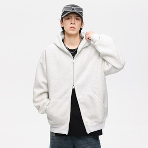 PKL Pure Color Couple Cardigan Sweatshirt Men's Top Trendy Brand American Double Zipper Hooded Jacket Loose and Clever Hooded Hoodie