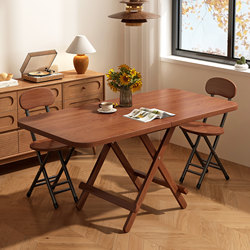 [New Chinese style] Brown folding table and chairs