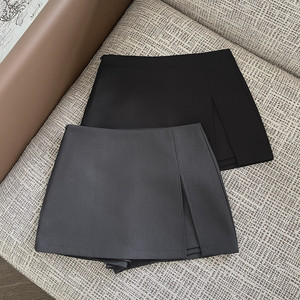 
FASC homemade skirt for women autumn hot girls A-line skirt high waist slim gray suit skirt for women black short skirt