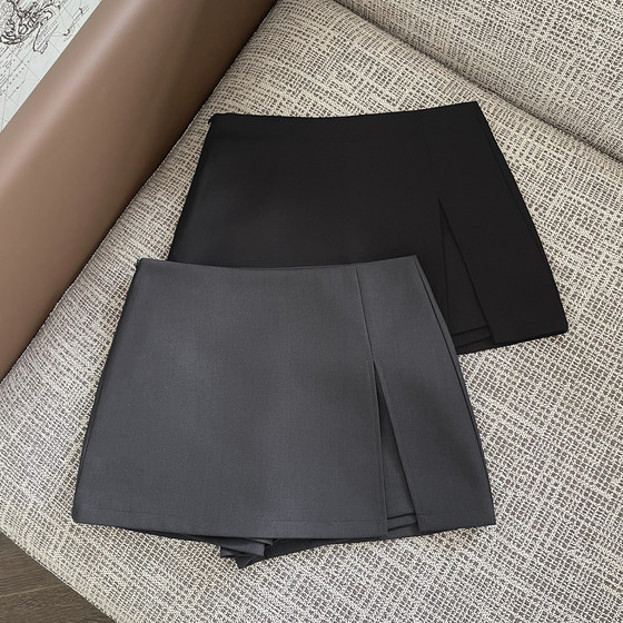 
FASC homemade skirt for women autumn hot girls A-line skirt high waist slim gray suit skirt for women black short skirt