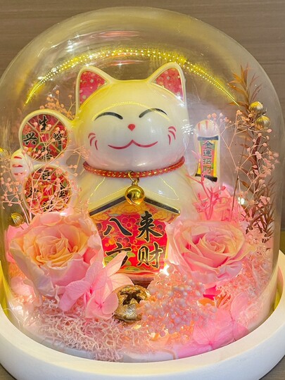 オープニングギフト 永遠の花ローズラッキーキャットオーナメント 