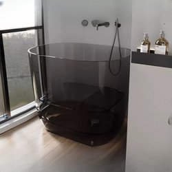 Colorful Resin Independent Small-Sized Sitting Soaking Tub for Adults and Children, Transparent Crystal Deep Soaking Bathtub, Mini Home Use