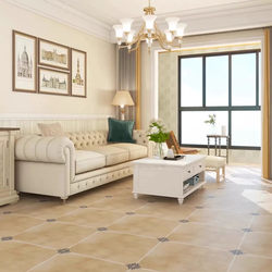 American-Style Pastoral Antique Tiles 600X600 Corner Pattern Dining Room Bedroom Terrace Non-Slip Castle-Style Floor Tiles Limestone Ceramic Tiles
