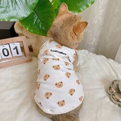 Ins Cat Clothes Summer Thin Anti-Shedding Gold Gradient Blue Cat Ragdoll Bichon Small Dog Vest Clothing Trendy