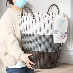 Plastic Baby Rental House Handmade Clothes Storage Basket Imitation Wicker Multifunctional Dirty Clothes Basket Storage Bin Dirty Clothes Hamper Bedroom Balcony
