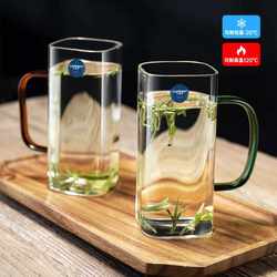 Lemeiya Glass Cup, High-Temperature Resistant Tea Cup with Colorful Handle Set, High Borosilicate Green Tea Cup for Home Use and Entertaining Guests