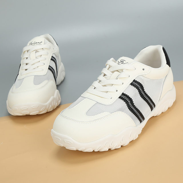 2025 spring and summer new fat leather large size women's shoes 41 to 43 sports casual shoes white shoes breathable mesh shoes
