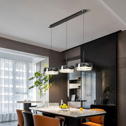 2025 New Modern Minimalist Italian-Style High-End Dining Table Lamp Bar Counter Dining Room Three-Head Glass Restaurant Chandelier