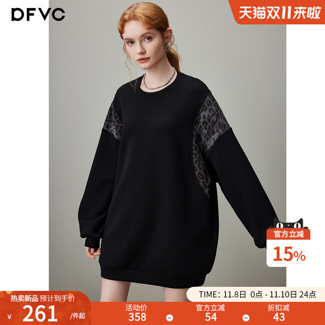dfvc American casual long-sleeved round neck sweatshirt dress for women ...