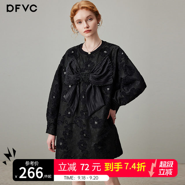 dfvc black heavy industry bead embroidered sweatshirt dress for women ...