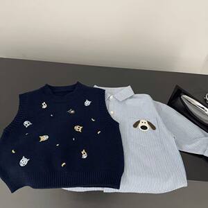Male and female baby sweater vest 2025 spring and autumn new Korean style foreign-style waistcoat pullover sweater new children