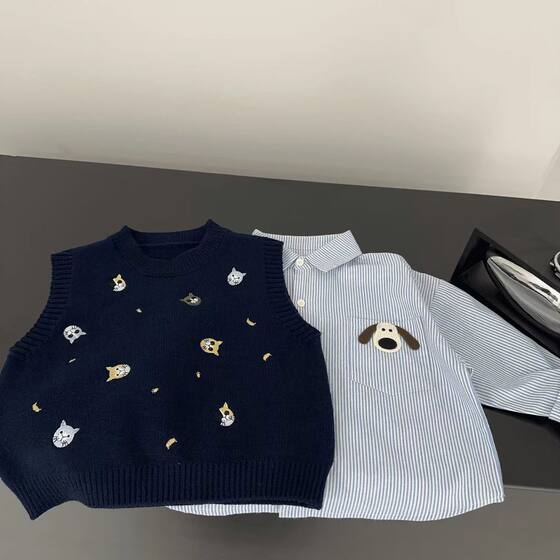 Men and women baby sweater vest 2026 spring and autumn new Korean style foreign style waistcoat pullover sweater new children